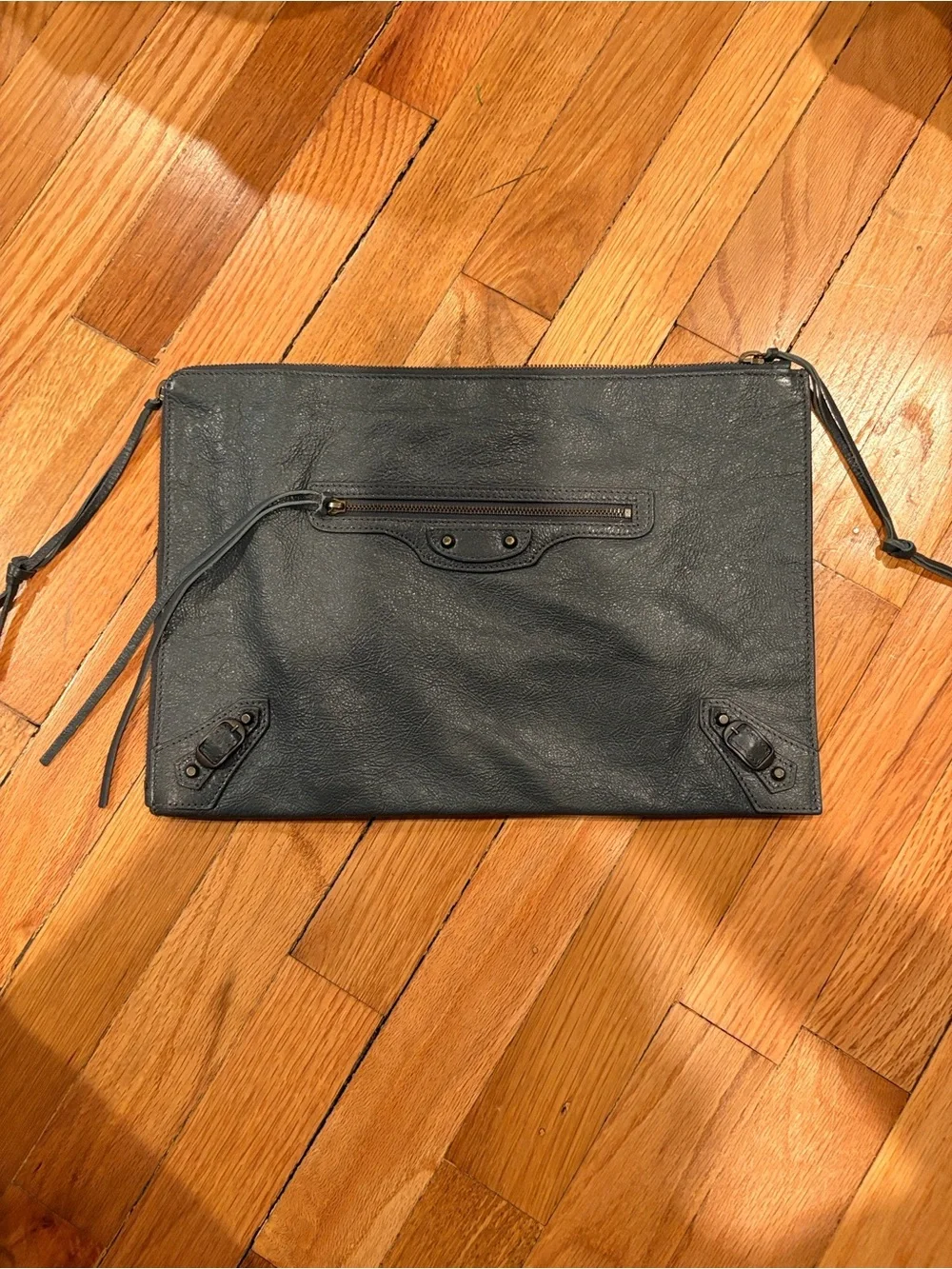 Balenciaga Giant Envelope Clutch Dark Grey Distressed Lambskin Leather